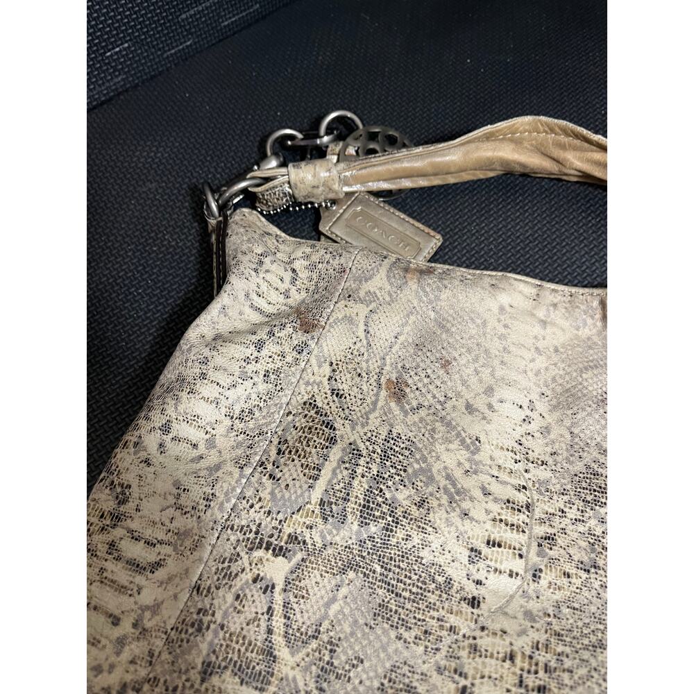 Coach Kristen Brown Tan Embossed Python Leather Purse Hobo E1026 15361 - Picture 6 of 12